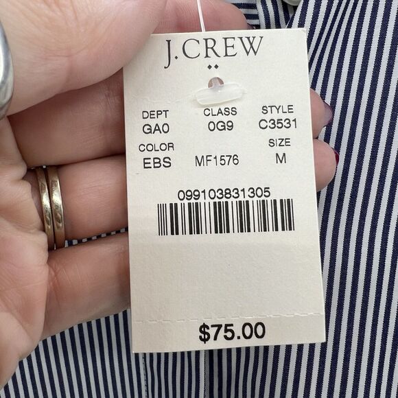 J. Crew Sz M Button Front Tunic Shirt Factory Striped Infinity Long Sleeve C3531 - Picture 6 of 13